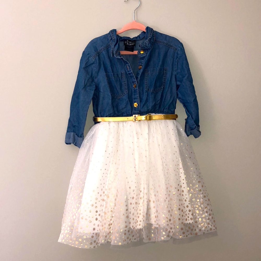 Girl’s party dress with gold belt